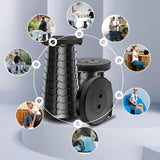 Scaun Telescopic Pliabil pentru Camping si Pescuit, Vivimall, Portabil, Universal, Sustine 150 kg, ABS, Diametru 25 cm, Extensibil, Inaltime 45 cm, Negru - vivimall.ro