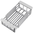 Suport Scurgere Extensibil pentru Bucatarie, Vivimall, Uscator Vase din Otel Inoxidabil, Suport Tacamuri si Pahare, Suport pentru Fructe si Legume, 24.5 x 16.5 x 9.5 cm-Gri deschis - vivimall.ro