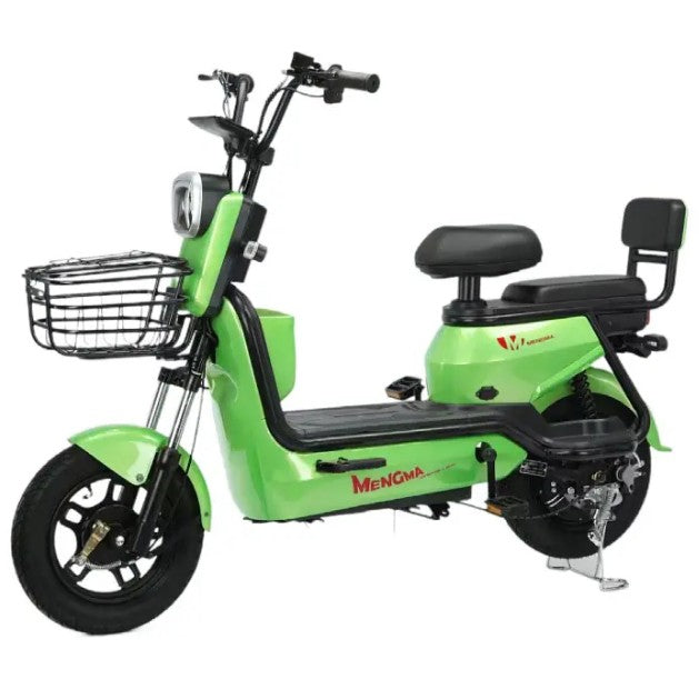 Scuter electric 48V 500W verde, model KG, vedere laterală, autonomie 60-80 km, dimensiuni 1530x400x850 mm