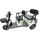 Triciclu Electric V6, Saige, Fara Permis, cu Doua Locuri, Motor 1800W, Baterie 72V24Ah, Autonomie 60km, 220x88x105 cm, Viteza Maxima 25km/h, Alb - vivimall.ro