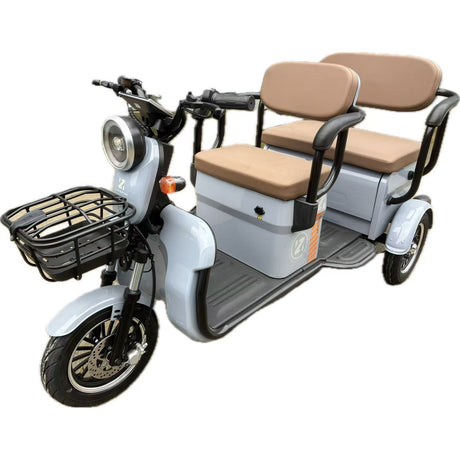 Triciclu Electric V6, Saige, Fara Permis, cu Doua Locuri, Motor 1800W, Baterie 72V24Ah, Autonomie 60km, 220x88x105 cm, Viteza Maxima 25km/h, Gri OldStyle - vivimall.ro