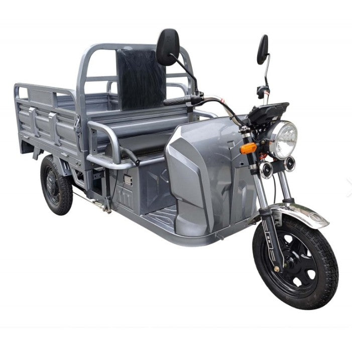Triciclu Electric de Marfa XPB, Vivimall, Viteza Maxima 25 km/h, 1600W, 60V/35Ah, Fara Permis, Mototricicleta Electrica de Transport, Gri - vivimall.ro