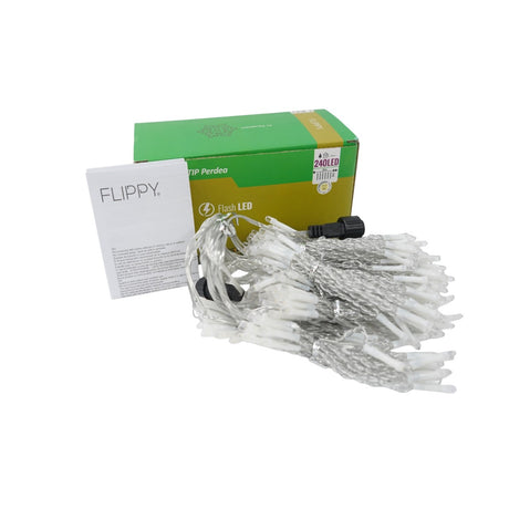 Detaliu conectori instalație perdea LED Flippy 2x2 m, sistem interconectabil, efect flash alb cald