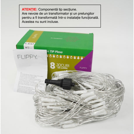 Instalație de Crăciun tip plasă Flippy 160 LED-uri multicolor 2x2 m, vedere frontală completă