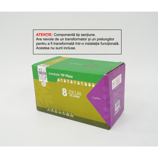 Sectiune Instalatie de Craciun Vivimall, Tip Plasa, 160 LED-uri, 3 m x 1 m, 8 jocuri de lumini, Interconectabila, Fir transparent, Alb cald - vivimall.ro