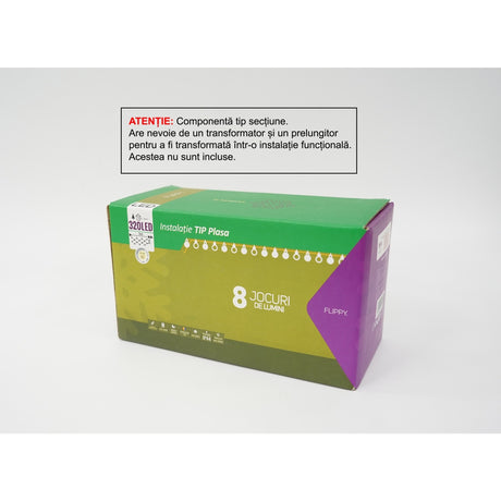 Sectiune Instalatie de Craciun Vivimall, Tip Plasa, 320 LED-uri, 3 m x 3 m, 8 jocuri de lumini, Interconectabila, Fir transparent, Alb cald - vivimall.ro