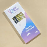 Set 6 Lumanari Lungi, Vivimall, din Parafina, 10 x 0.5 cm, Happy Birthday, Alb/Negru/Auriu - vivimall.ro