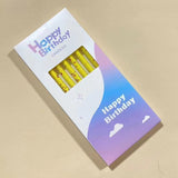 Set 6 Lumanari Lungi, Vivimall, din Parafina, 10 x 0.5 cm, Happy Birthday, Galben - vivimall.ro