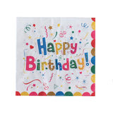 Servetele de Masa pentru Zile de Nastere, Vivimall, Servetele de masa Tematice Happy Birthday, Set 20 buc, Unisex, din Hartie, 33 x 33 cm, Alb Multicolor - vivimall.ro