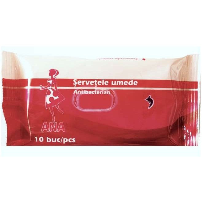 Ana antibakteriális nedves törlőkendők, 10 db/csomag