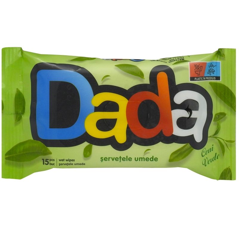Nedves Törlőkendő, Dada, Zsebkendő 15 db Zöld tea