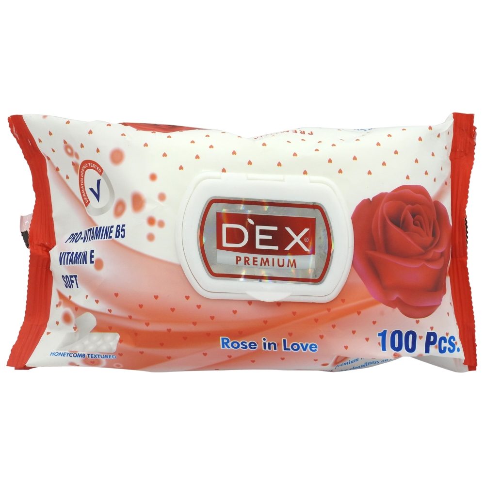 Nedves törlőkendő, Dex, 100 db Rose Love