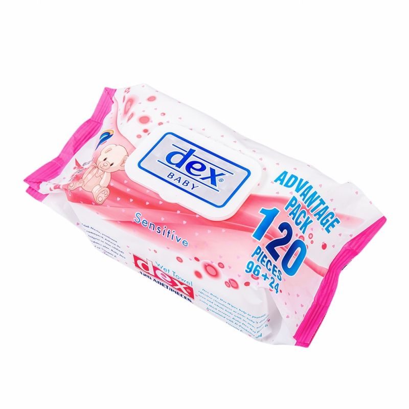 Nedves Törlőkendő, Dex, 120 db, Érzékeny bőrre