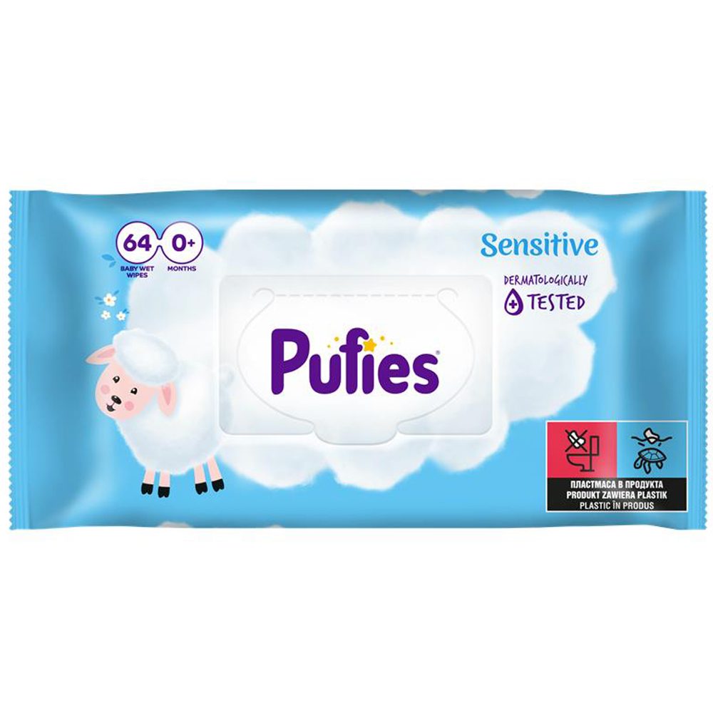 Servetele Umede, Pufies, 64 buc Sensitive