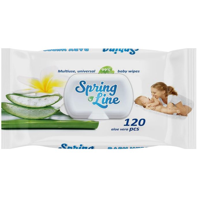 Nedves törlőkendő, Spring Line, 120 db