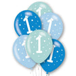 Set 10 baloane decor din latex 25 cm, albastru și verde, pentru aniversare 1 an băieți, vedere frontală