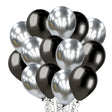 Set 10 Baloane din Latex Chrome, Vivimall, Model Party, 23 cm, Negru Argintiu, 2.2 g - vivimall.ro