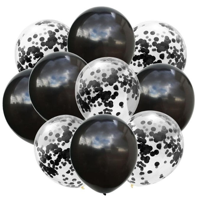 10 db-os Latex Lufi Készlet, Party Konfetti Minta, 5 X Konfetti, 5 X, 25 Cm, ​​​​2.2G