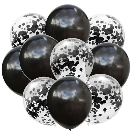 10 db-os Latex Lufi Készlet, Party Konfetti Minta, 5 X Konfetti, 5 X, 25 Cm, ​​​​2.2G