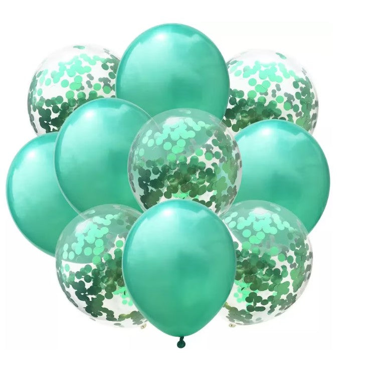10 db-os Latex Lufi Készlet, Party Konfetti Minta, 5 X Konfetti, 5 X, 25 Cm, ​​​​2.2G