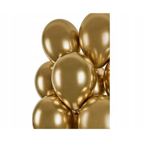 Set 10 Baloane din Latex Chrome, Vivimall, Model Party, 13 cm, Gold, 1 g - vivimall.ro