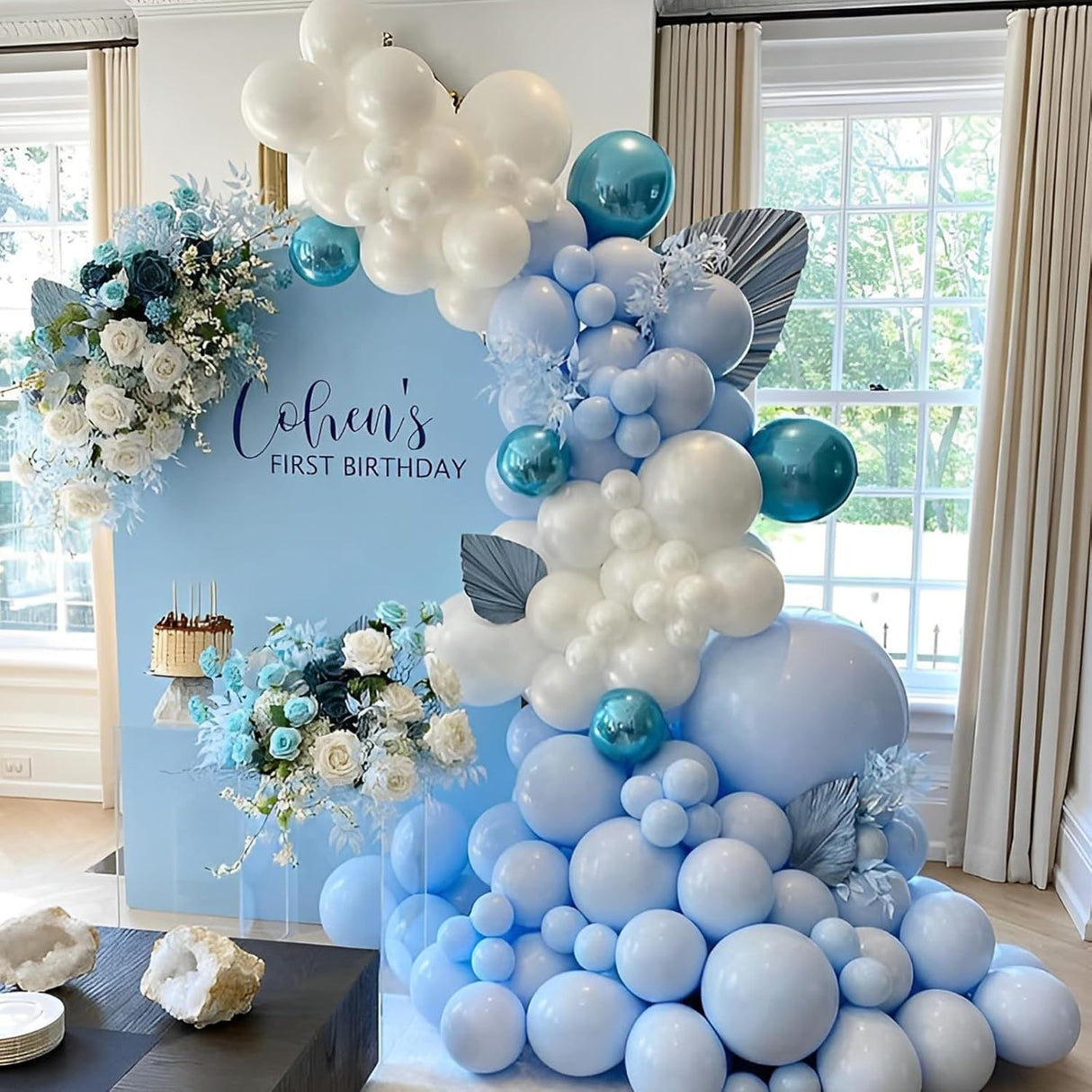 Set 10 Baloane din Latex, Vivimall, Model Party, 13 cm, 1 g, Bleu - vivimall.ro