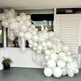 Set 10 Baloane din Latex, Vivimall, Model Party, 30 cm, 5x Alb, 5x Transparent Confetti, 2.8 g - vivimall.ro