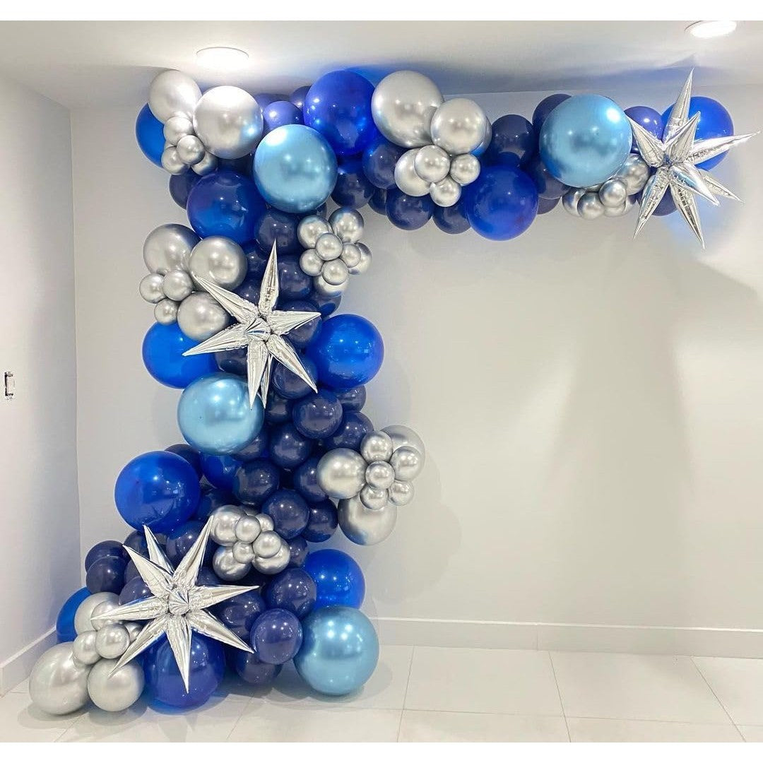 Set 10 Baloane din Latex, Vivimall, Model Party, Albastru Diferite Nuante, 30 cm, 2.8 g - vivimall.ro