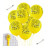 Set 10 Baloane din Latex, Vivimall, Model Party Animal Print, 3x Portocaliu, 3x Galben, 4x Alb, 23 cm, 1.4g - vivimall.ro
