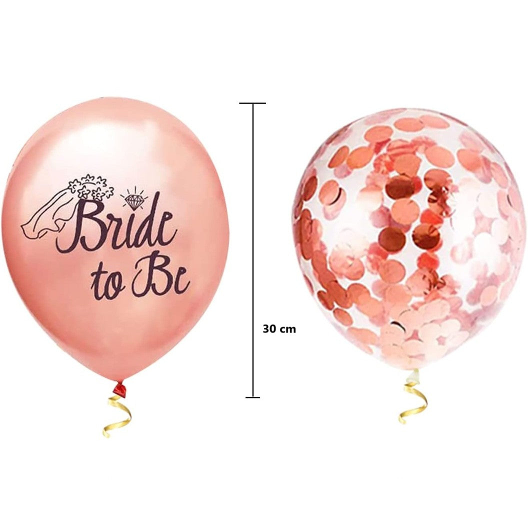 Set 10 Baloane din Latex, Vivimall, Model Party Bride To Be, 30 cm, 2.8 g, Transparent, cu Confetti, Roz - vivimall.ro