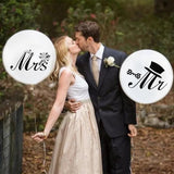 Set 10 Baloane din Latex, Vivimall, Model Party Casatorie, Mr&Mrs Just Married, 2.8 g, 30 cm, Alb/Negru - vivimall.ro
