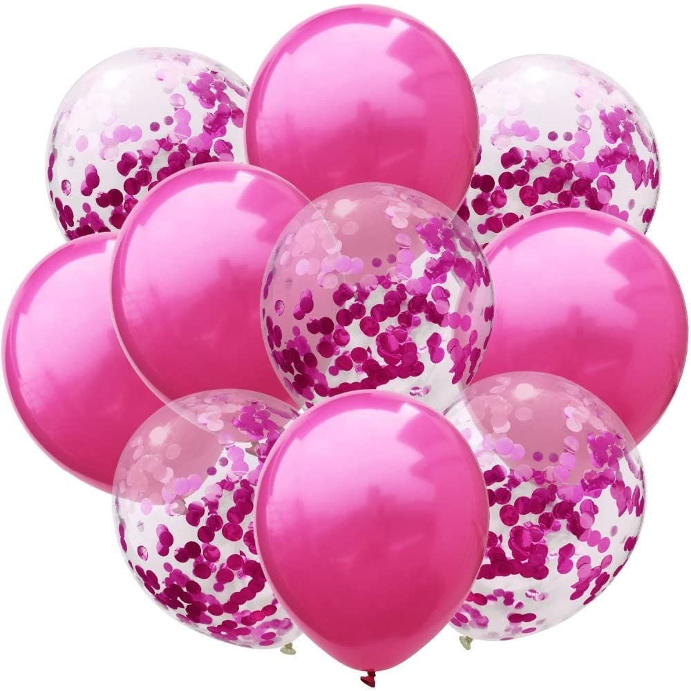 10 db-os Latex Lufi Készlet, Party Konfetti Minta, 5 X Konfetti, 5 X, 25 Cm, ​​​​2.2G