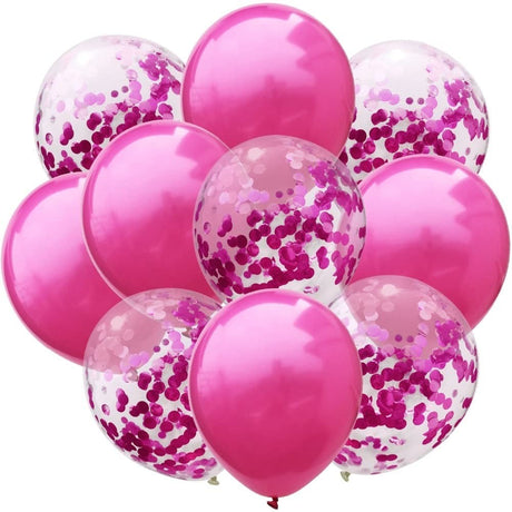 10 db-os Latex Lufi Készlet, Party Konfetti Minta, 5 X Konfetti, 5 X, 25 Cm, ​​​​2.2G