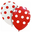 Set 10 Baloane din Latex, Vivimall, Model Party cu Buline, 30 cm, Alb si Rosu, 2.8 g - vivimall.ro
