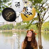 Set 10 Baloane din Latex Metalizate, Vivimall, Model Absolvire, Negru Auriu Alb, 23 cm, 1.4 g - vivimall.ro