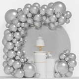 Set 10 Baloane din Latex Metalizate, Vivimall, Model Party, Alb, Argintiu, 23 cm, 2.2 g - vivimall.ro