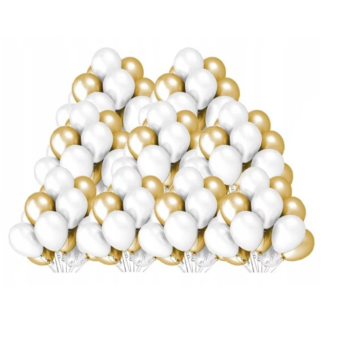 Set 10 Baloane din Latex Metalizate, Vivimall, Model Party, 5x Alb, 5x Nude, 23 cm, 2.2 g - vivimall.ro