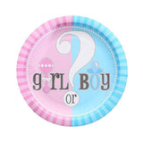 Set 10 Farfurii Gender Reveal, Vivimall, Girl or Boy, din Carton, 22.8 cm, Roz/Albastru - vivimall.ro