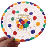 Set 10 Farfurii de Unica Folosinta, Vivimall, din Carton, 23 cm, Model Happy Birthday, Multicolor - vivimall.ro