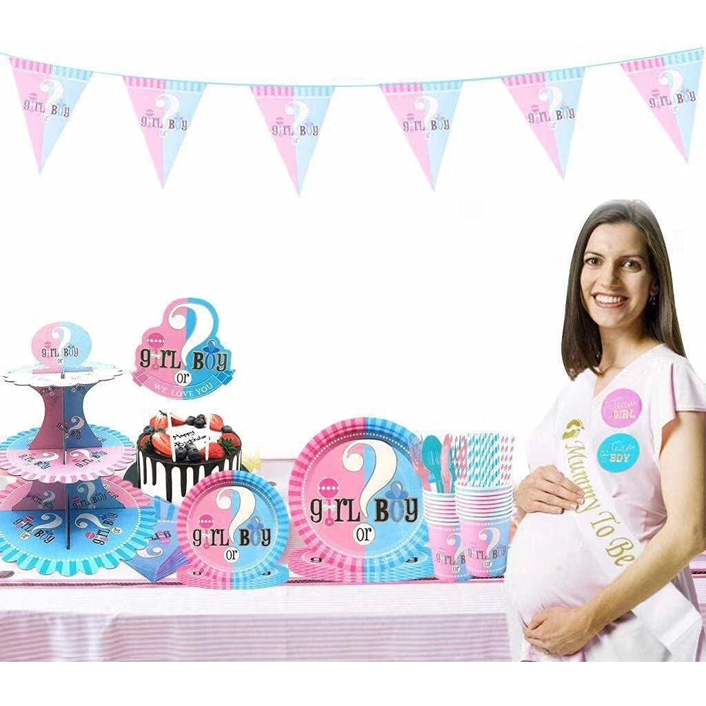 Set 10 Farfurii Gender Reveal, Girl Or Boy, Din Carton, 18 Cm, Roz/ - vivimall.ro