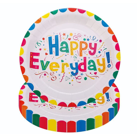 Set 10 Farfurii Happy Everyday, Vivimall, 17 cm, din Hartie 300 g, Multicolor - vivimall.ro