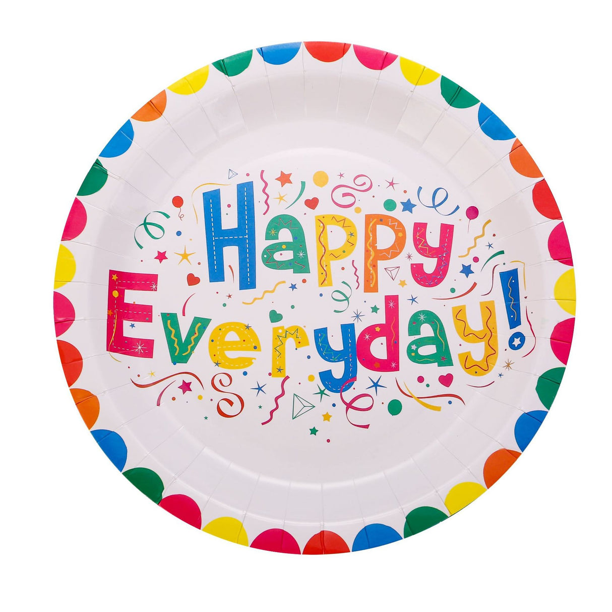 Set 10 Farfurii Happy Everyday, Vivimall, 23 cm, din Hartie 300 g, Multicolor - vivimall.ro