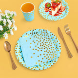 Set 10 Farfurii Din Carton Albastre Cu Buline 23 Cm | FunVille 2 - vivimall.ro