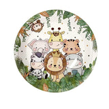 Set 10 Farfurii Unica Folosinta, Vivimall, Imprimeu Jungle, din Carton, 22 cm, Verde - vivimall.ro