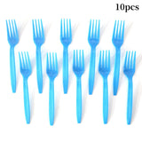 Set 10 Furculite de Unica Folosinta, Vivimall, Plastic, 15.5 x 2.5 cm, Albastru - vivimall.ro