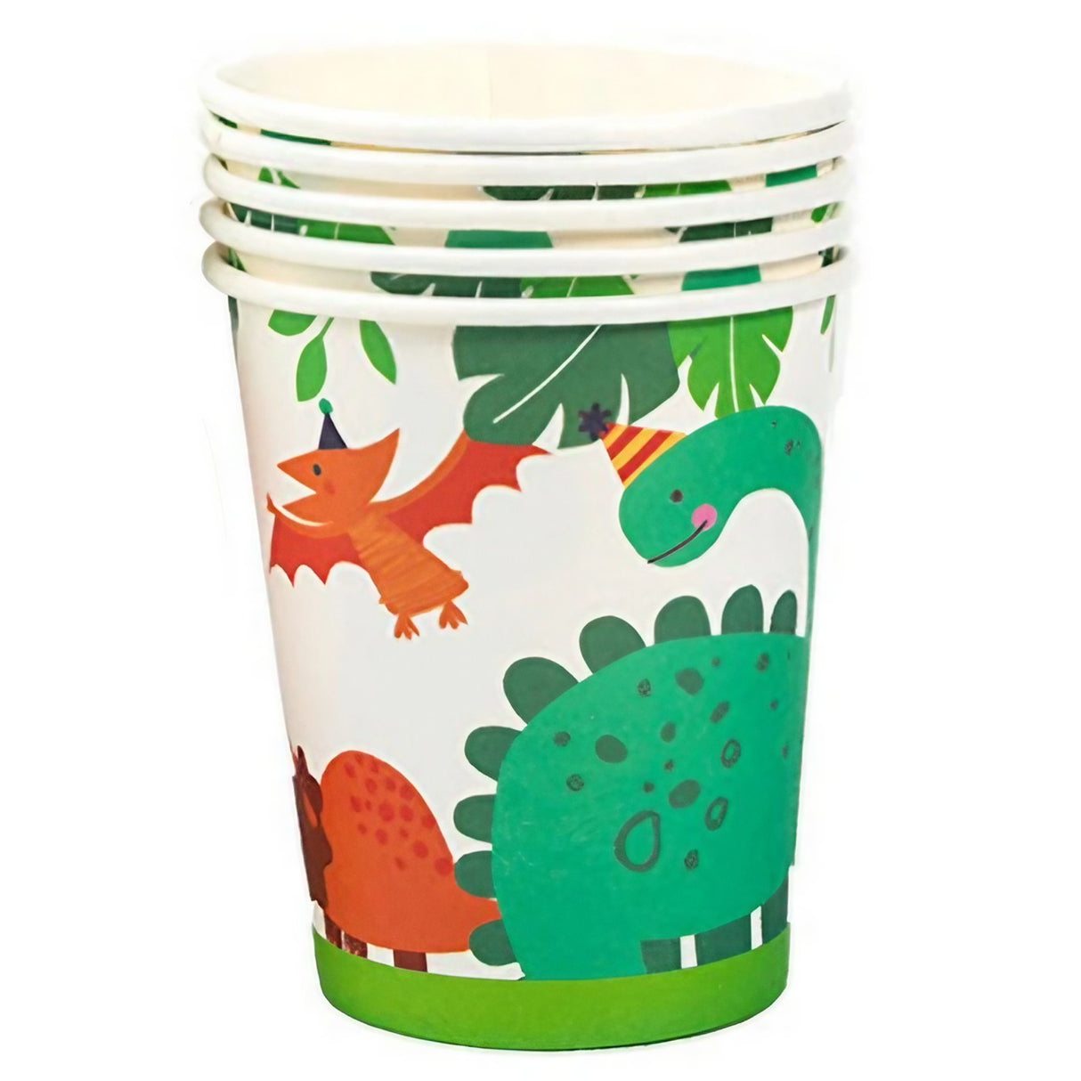 Set 10 Pahare de Carton Happy Birthday, Vivimall, Model Dinozauri, Tematica Aniversare, 7.5x8.5 cm, 200 mL, Multicolor - vivimall.ro