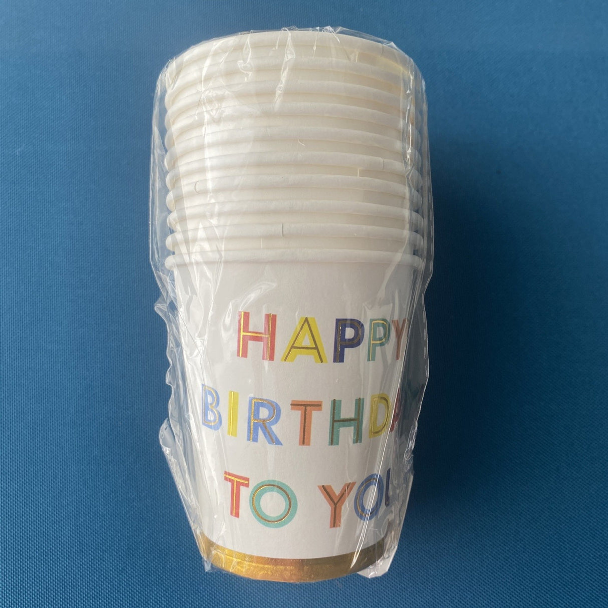 Set 10 Pahare, Vivimall, Imprimeu Happy Birthday to You, din Carton, 250 ml, 7.5 x 8.5 x 5.2 cm, Multicolor - vivimall.ro
