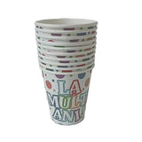 Set 10 Pahare, Vivimall, Imprimeu La Multi Ani, din Carton, 250 ml, 7 x 8.5 x 5 cm, Multicolor - vivimall.ro