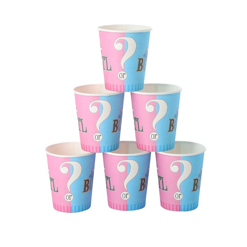 10 darabos nemfelfedő pohárkészlet, lány vagy fiú, karton, 250 ml, rózsaszín/
