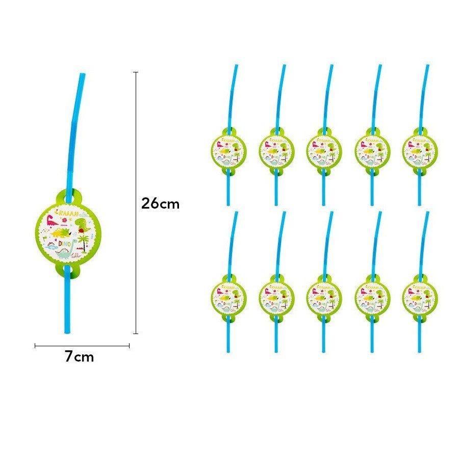Set 10 Paie, Vivimall, Colectia Dino Park, 26 x 7 cm, din Carton/Plastic, Multicolor - vivimall.ro